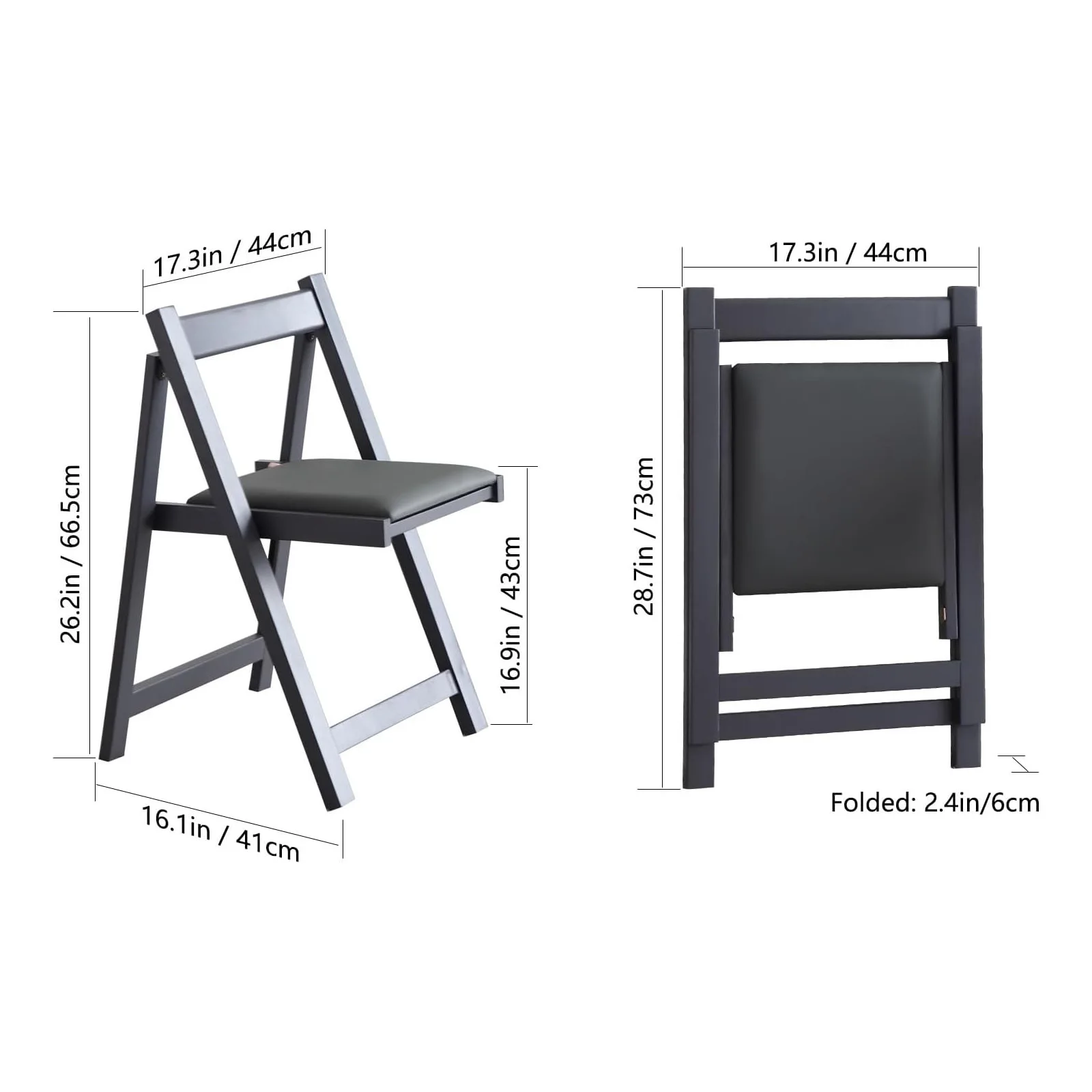 Folding Chair for Dining Table Convenient and Saving Space Suitable for Event Party 198LB Weight Capacity Two Chairs