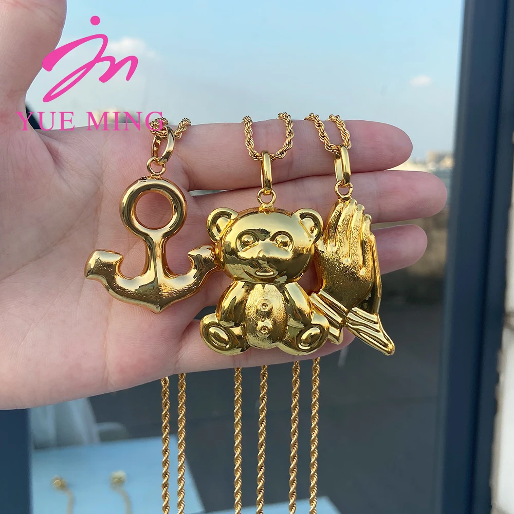 Collier ours en peluche coeur d'amour punk pour dames, pendentif ours  mignon en cuivre plaqué or 18 carats, accessoires d'été, cadeau de bijoux -  AliExpress