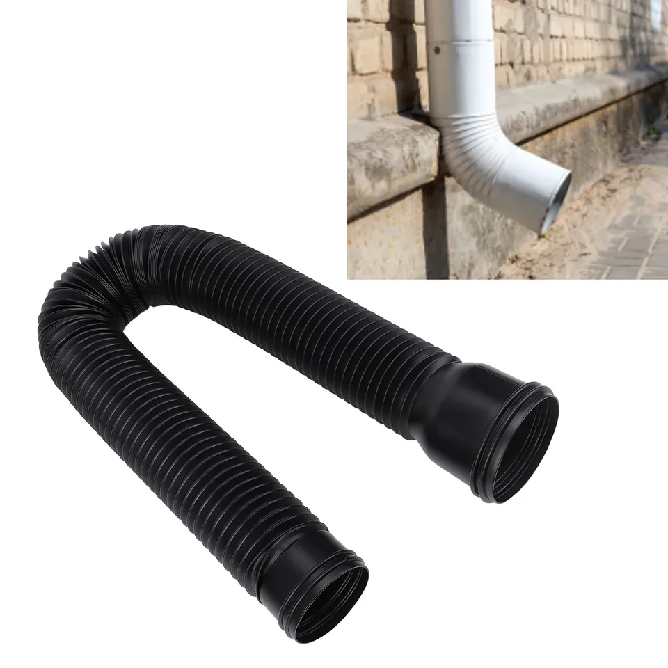 Flexible & Extendable Rain Gutter Downspout Extension - PE Drainage Pipe, Adjustable 20-59", Splash Guard, For Outdoor Use (Brown)