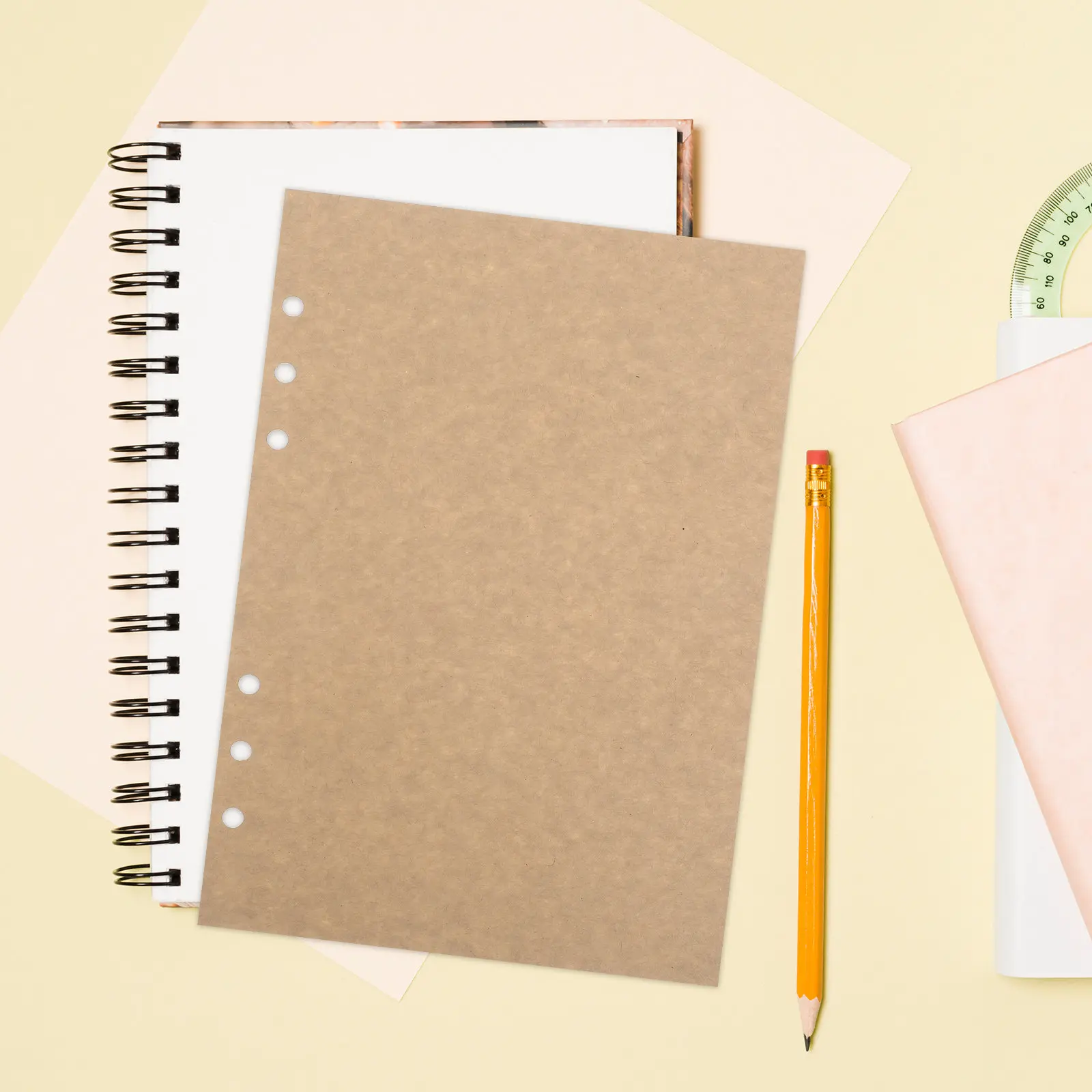 45매 A5 저널 리필용 루즈리프 플래너 인서트 6홀 바인더용 빈 종이 사무실 가정 여행 효율적인 계획 제작