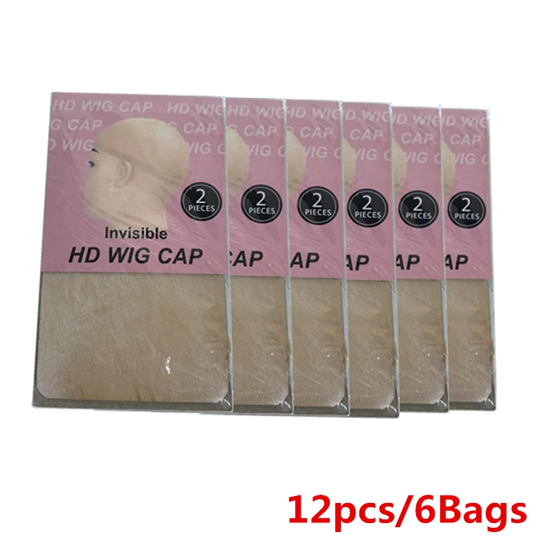 1/6/12 Pack Ultra Thin Invisible HD Wig Cap for Lace Front Wigs-Sheer Nylon Stocking Cap Bulk for Women wig caps