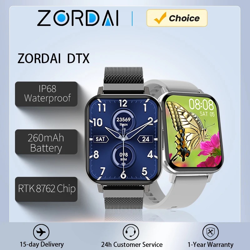 Zordai DTX Smartwatch Men Women Smart Watch For Android iOS Phone