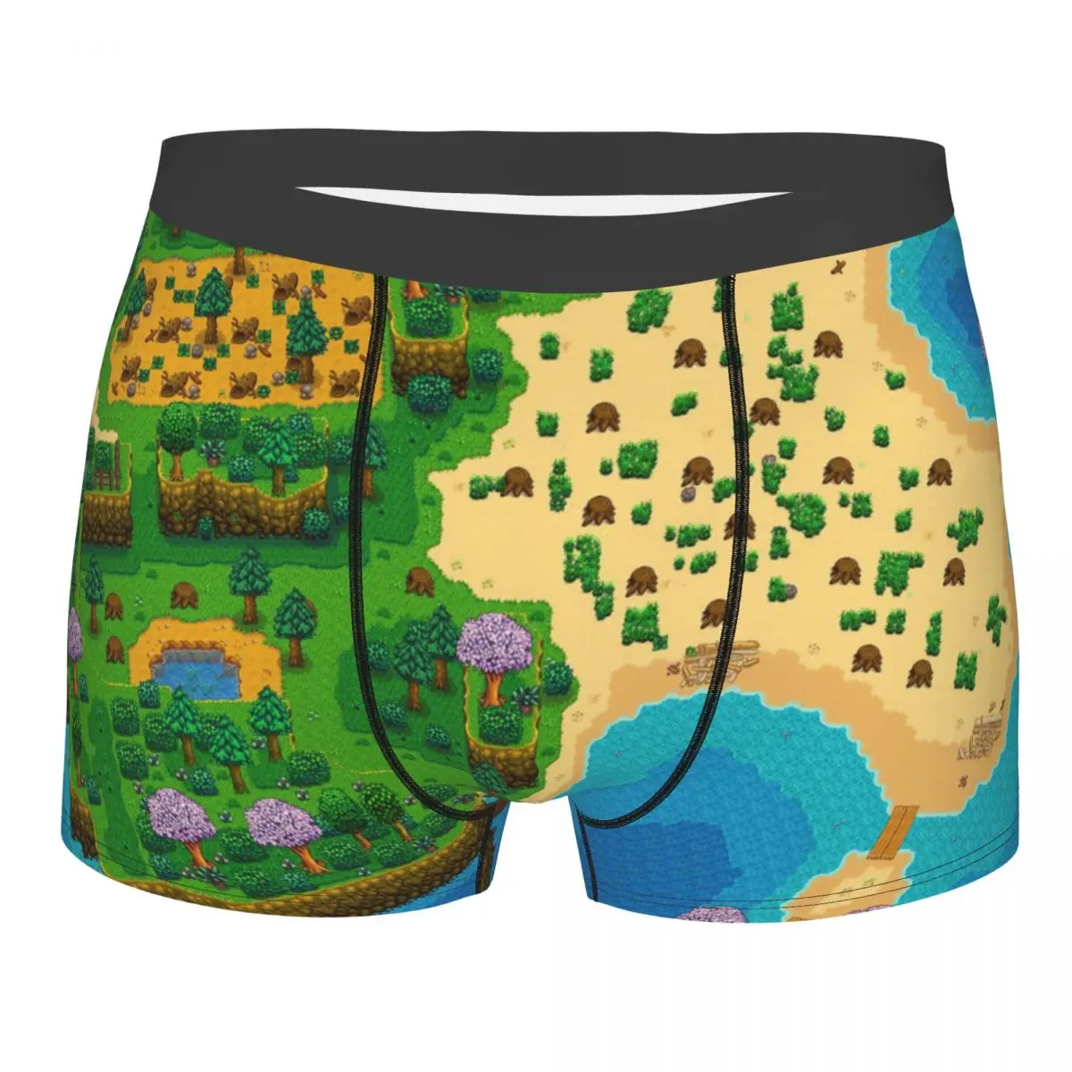 Uomo Stardew Valley Map Underwear Cartoon Anime Novità Boxer Shorts Mutandine Homme Mutande Traspiranti