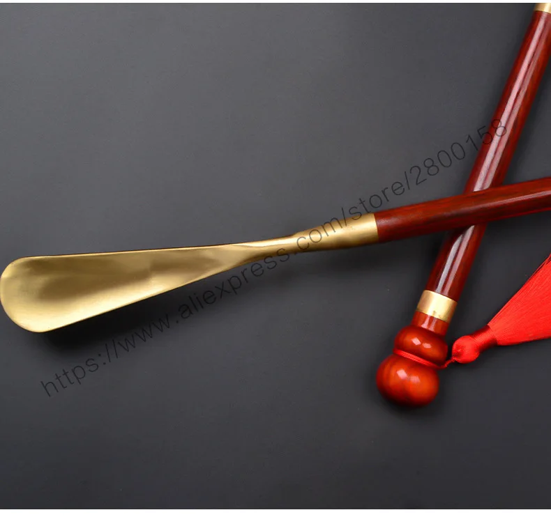 58 cm 35 cm Sandelholz Holz Professionelle Schuhlöffel Flexible Lange Griff Schuhlöffel Nützliche Schuhheber Messing Schuhlöffel Hause Werkzeuge – Detail 12