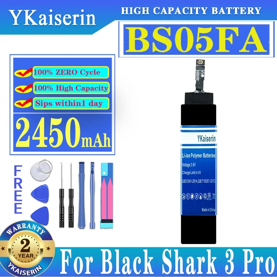 

Аккумулятор ykaisсеребрин BS05FA 2450 мАч для Xiaomi Black Shark 3 Pro Shark3 Pro Аккумулятор + Бесплатные инструменты