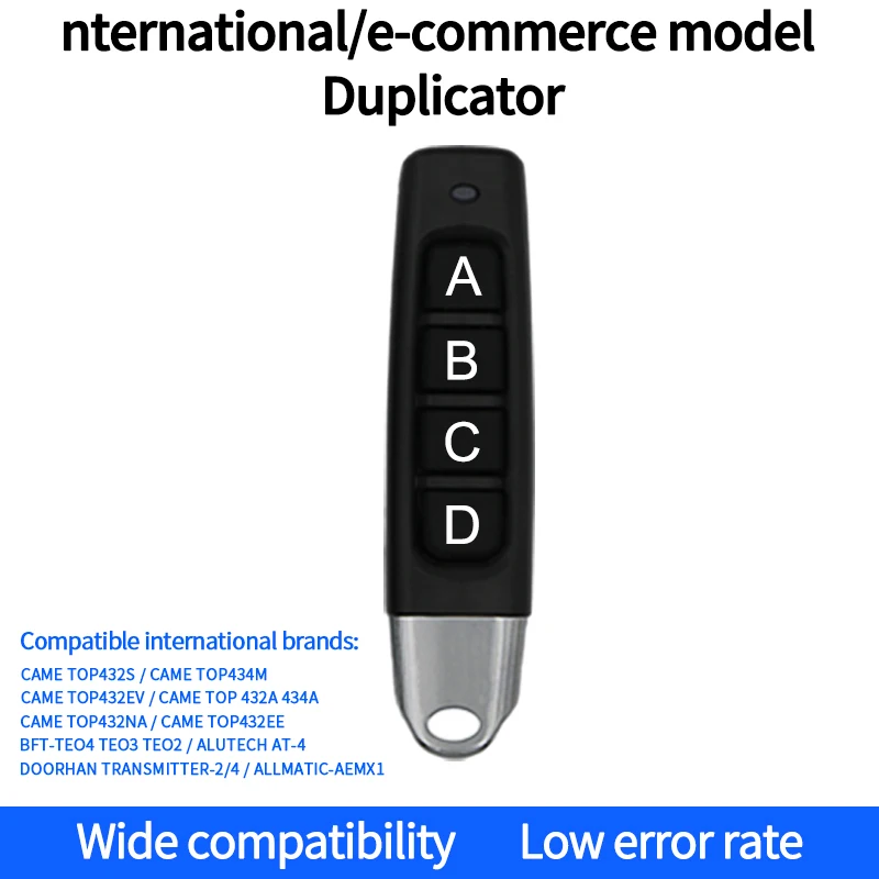 Universal Remote Control Garage Door Key 433.92mhz ABCD Button Transmitter Duplicator Clone Cloning Code 2