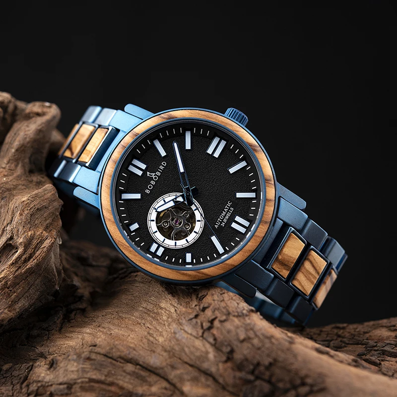 BOBO BIRD Men's Top Wooden Watches Brand Automatic Watch Fashion Mechanical Wristwatch Gift Box Waterproof Support Dropshipping