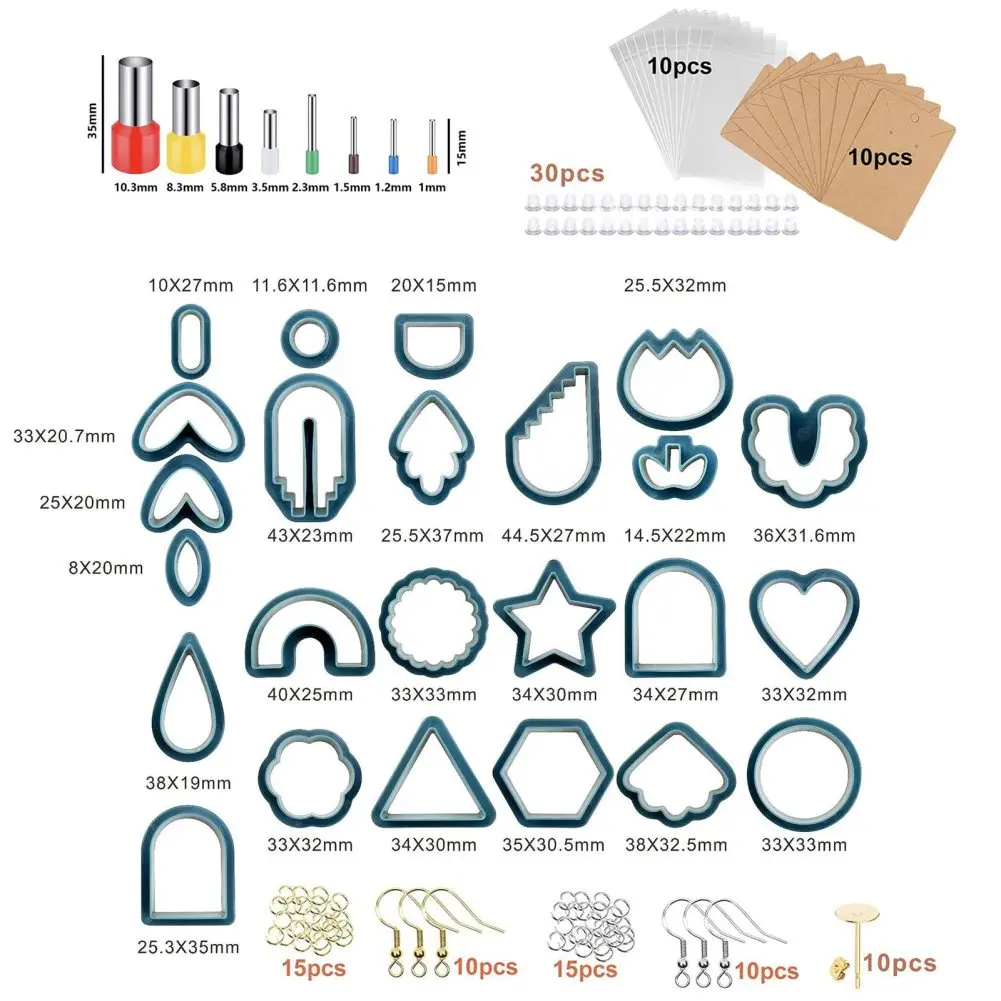 142pcs Diy Polymer Clay Earrings Cutters Set Earrings Accessories For Polymer Clay Jewelry Making
