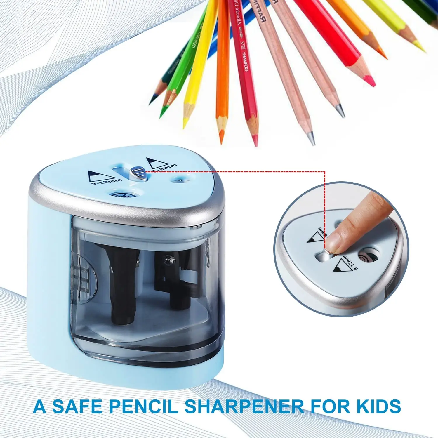 

Portable Electric Auto Pencil Sharpener 6-12mm Safe Student Helical Steel Blade Sharpener Students Supplies Gift High Quality