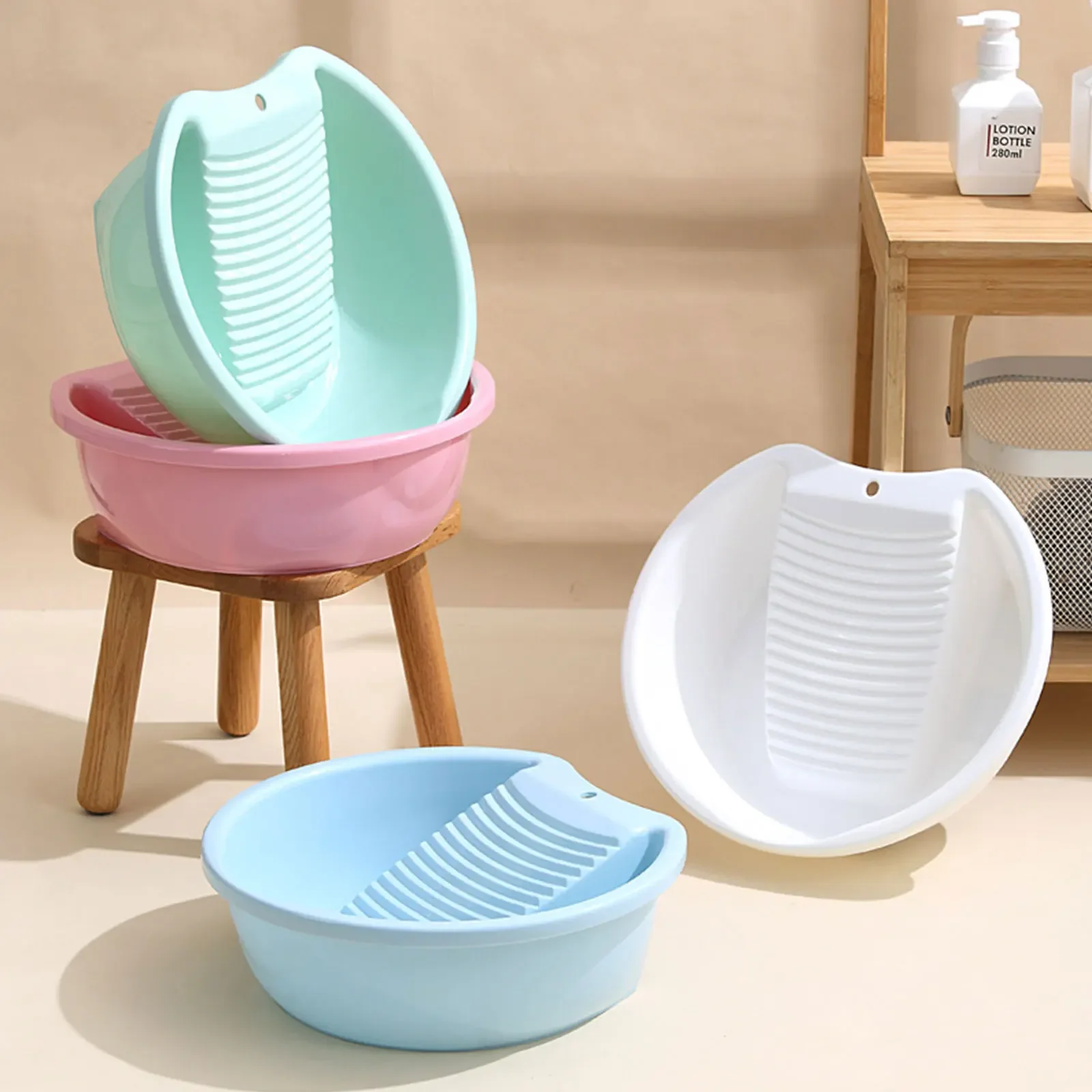 Laundry Washbasin Washboard Basin Convenient Non Slip Plastic Washboard Washing Clothes Laundry Basin for Clothes T Shirts Blouses Socks Hand Wash