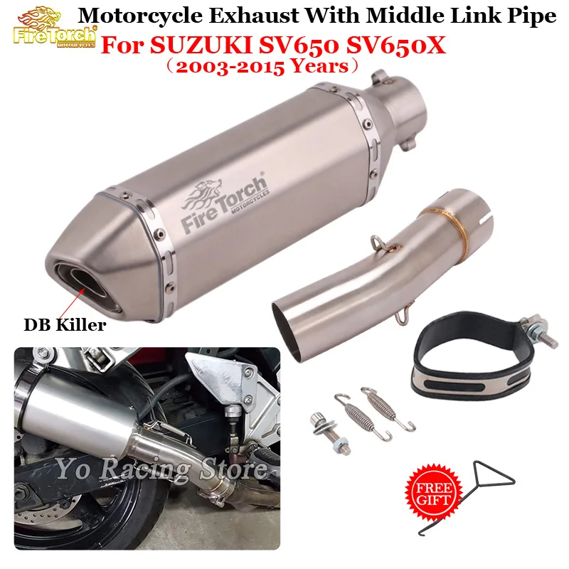 

Slip On For SUZUKI SV650 SV650X SV650S SV 650 2003-2015 Years Motorcycle Exhaust Escape Modify Mid Link Pipe 51mm Muffler Moto