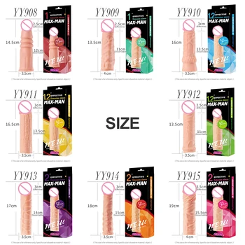 Realistic Male Delay Thickening Silicone Condom Reusable Condom Male Extender Dildo Enhancer Enlargement Condom Penis Sex Toy 3