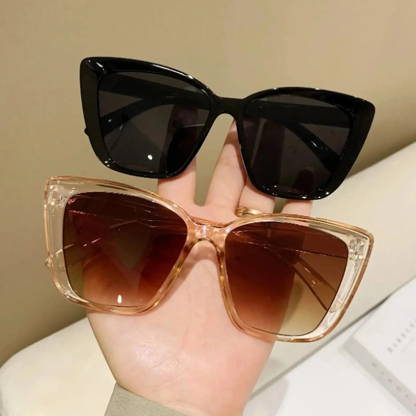 2PCS Cat Eye fashion Women Sunglasses Daily Holiday Beach Decorative Glasses 3