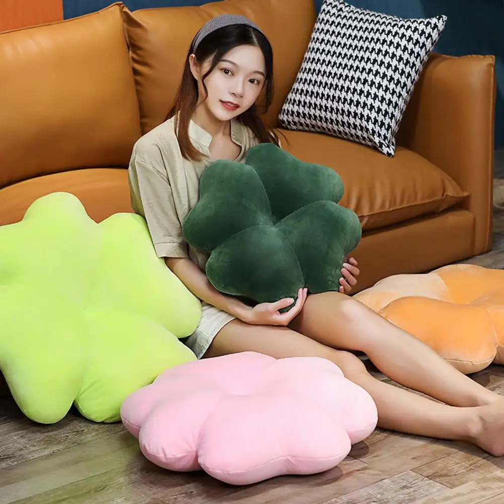 Ornamental Four-Leaf Clover Plush Pillow Wide Use Throw Pillow Ultra Soft Plush Seat Cushion Household Accessory 2