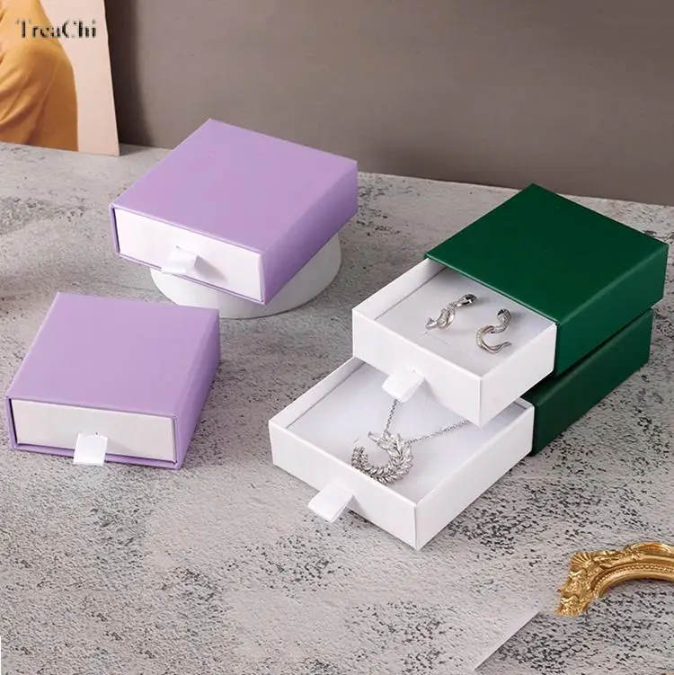 Cardboard Gift Packaging Box White Pad Inside Necklace Storage Case Multicolour Wholesale 10Pcs/lot Ring Earring Bracelet Holder