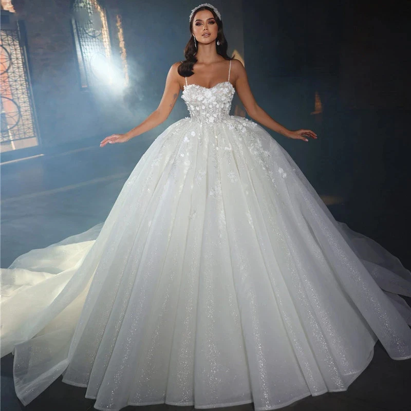 Splendidi Abiti Da Sposa Da Donna Elegante Sweetheart A-Line Tulle Princess Fluffy For Bride Ball Gowns Formal Beach Party Vestido