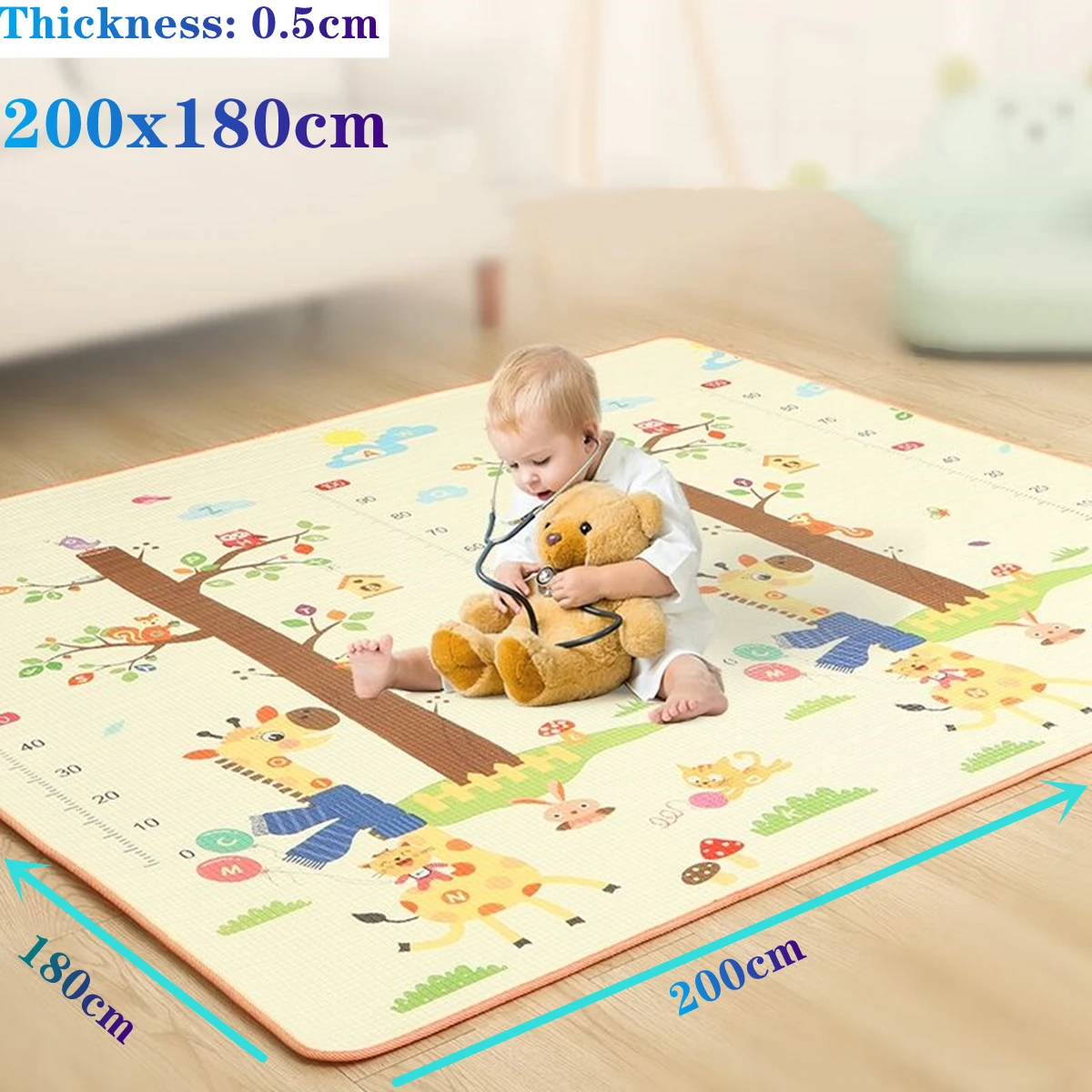 200cm X180cm Large Size Baby Play Mat Thick 0.5cm Giraffe Lion Children's Mat Baby Climbing Pad Kids Rugs Toys for Children