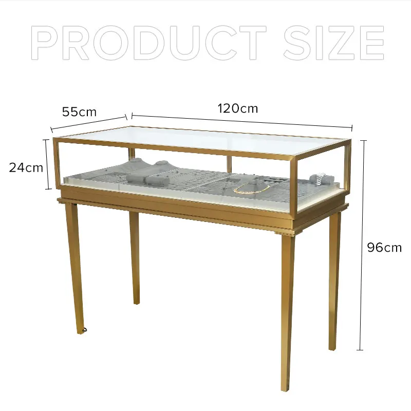 Custom jewelry shop decoration design metal glass displays cabinet LED strip floor standing jewelry kisks showcase furn