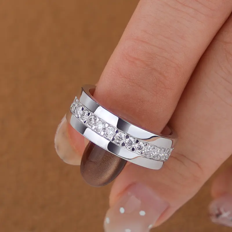 100% 925 Sterling Silver Full Moissanite Ring Man Women Sparkling Lab Diamond Eternity Band Wedding Rings Hip Hop Jewelry Gifts - Image 4