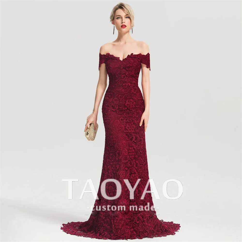 

New Mermaid Evening Dresses Off the Shoulder Sweep Train Lace Wedding Dress Party Dresses Prom Dress Vestidos De Fiesta