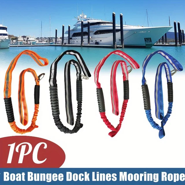 Dock Lines Elastic Marine Rope Bungee Cords Shock Ties for Kayak Watercraft Jet Ski Pontoon Canoe Power With Reflective Strip 1