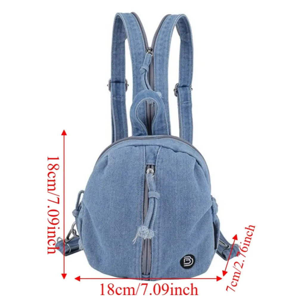 Elegante Zaino in Denim Morbido, Borsa a Tracolla Leggera Vintage Lavata, Mini Borsa da Viaggio Multiuso Versatile per Uso Casual - immagine 6