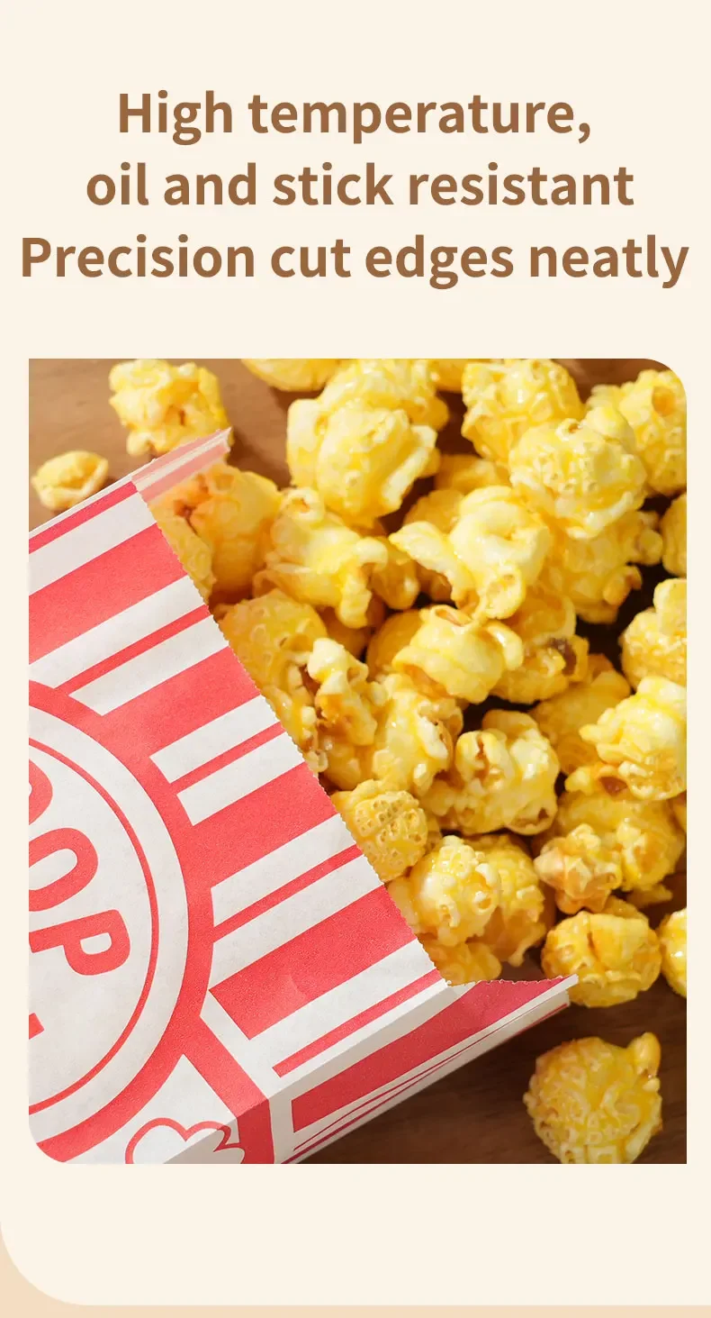 Popcorn-Verpackungsbeutel, Karneval, Streifen, Beutel, Großpackung, Lebensmittelbecher zum Mitnehmen, Snack-Papiertüten, Papier, kleine Mini-Leckereien, Behälter, Zubehör – Detail 4