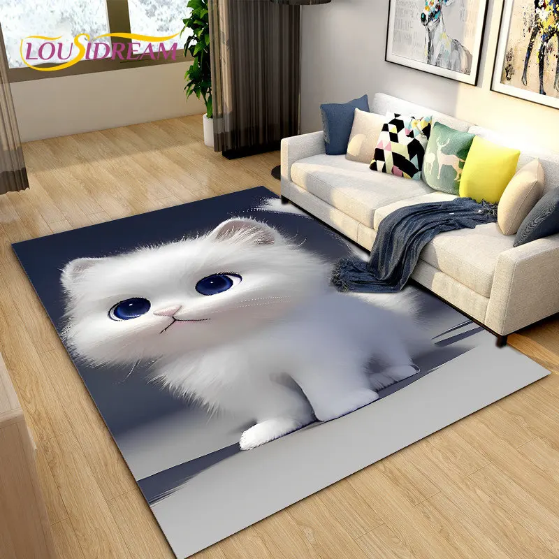 3D Cartoon Cute Cat Area Rug,Carpet Rug for Home Living Room Children's