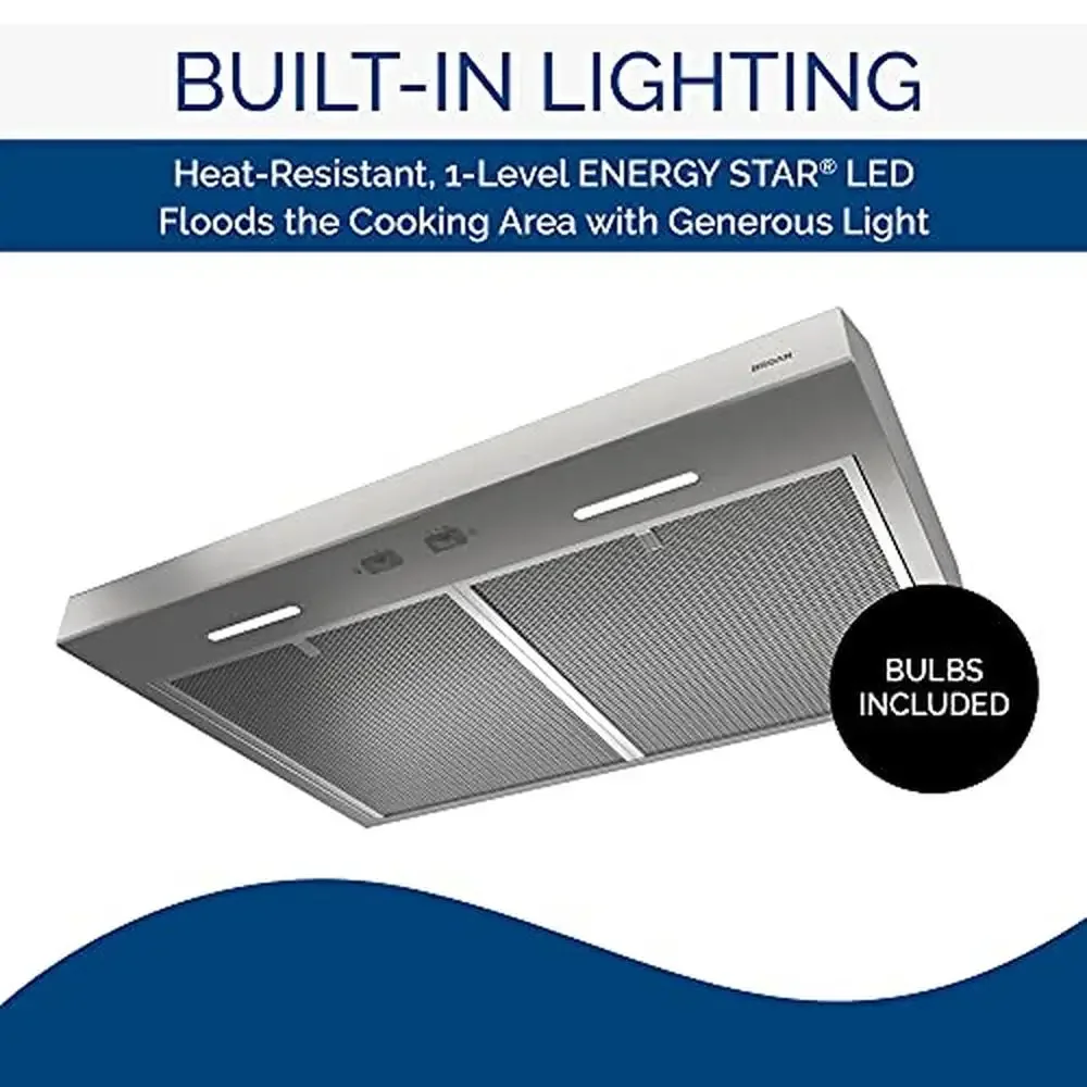 30-Inch Under-Cabinet Convertible Range Hood with Exhaust Fan and LED Lighting 300 CFM Captur System Dishwasher-Safe Filters