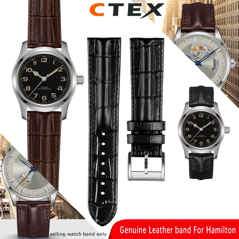 

Genuine Leather Cowhide Watch Band For Hamilton Jazzmaster H32705551 H32625555 H32705521 Strap 20mm 22mm Universal Waterproof