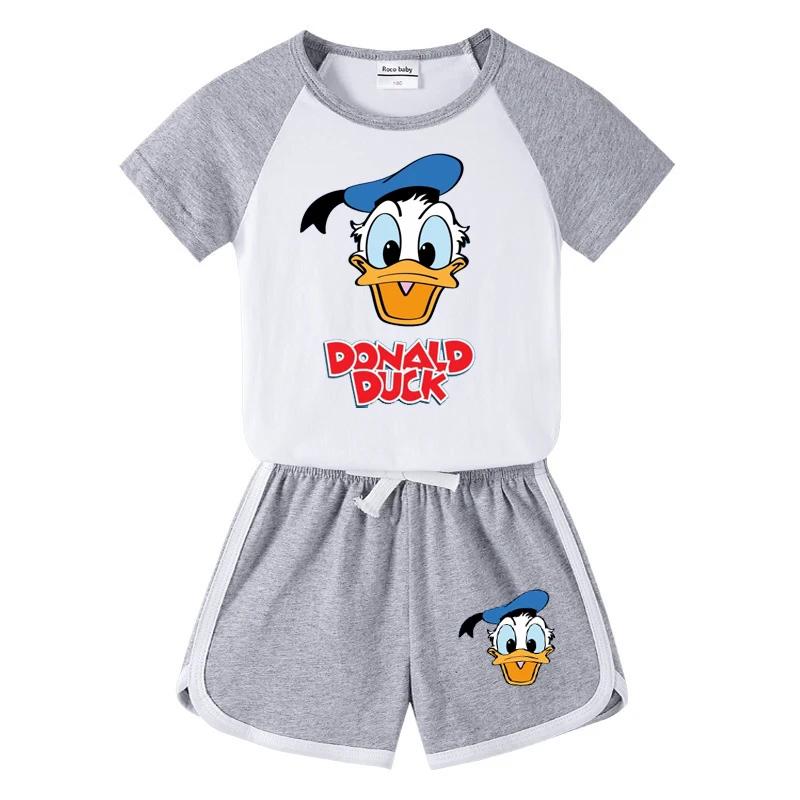 Children 2-piece Suit Baby Boy Summer New Mickey Mouse Cartoon Pattern Baby Boy T-shirt+shorts Girl Boy Minnie Set Red Blue cute baby suit Clothing Sets