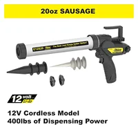 Engineering E12S20 B-Line Cordless Sausage Caulking Gun, No Drip, 12V, 20 oz 2