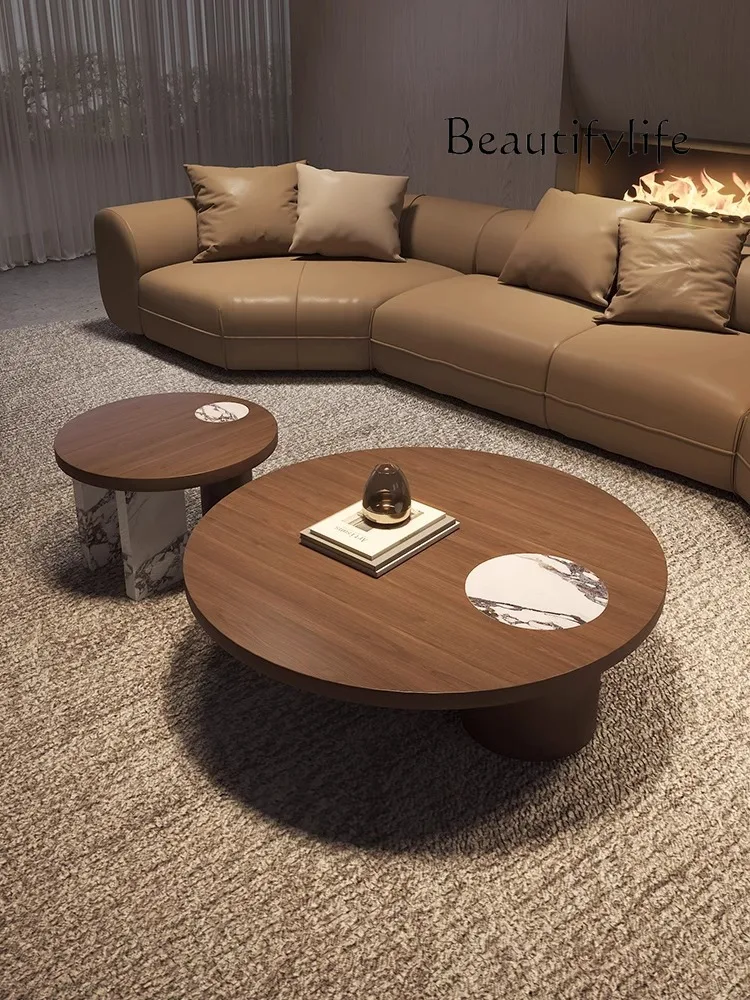 

Italian Coffee Table Living Room Home round Light Luxury Modern Walnut 2024 New Coffee Table Advanced