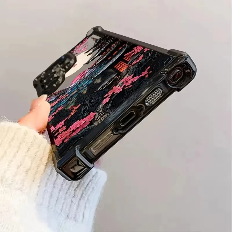 Japanese-Style Ancient House Design Airbag Phone Case - Anti-Fall Protective Back Cover