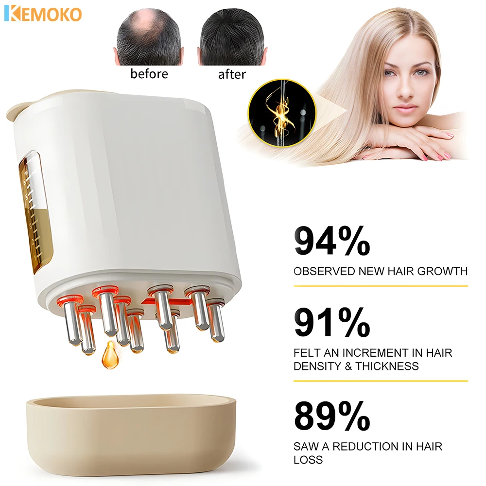 Electric Head Scalp Massager ，Hair Growth Vibration Red Light Therapy ，Micro-current Stimulation Scalp Oil Applicator Comb ultrasonic led skin light infrared 4d micro current vibration roller facial massager hot and cold face beauty equipment eye neck