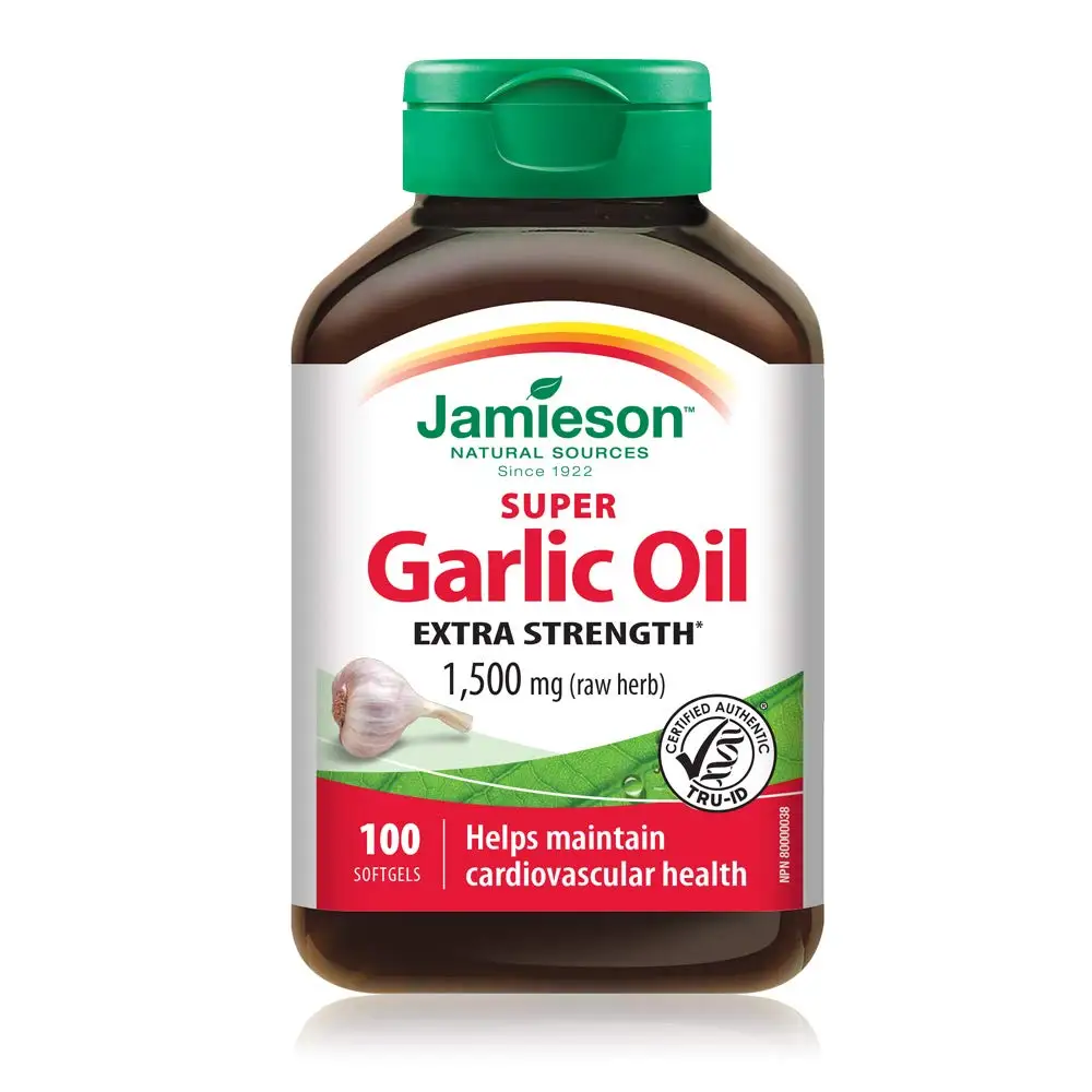 

Jamieson Canada Super Garlic Oil raw herb 1,500 mg - 100 Softgels