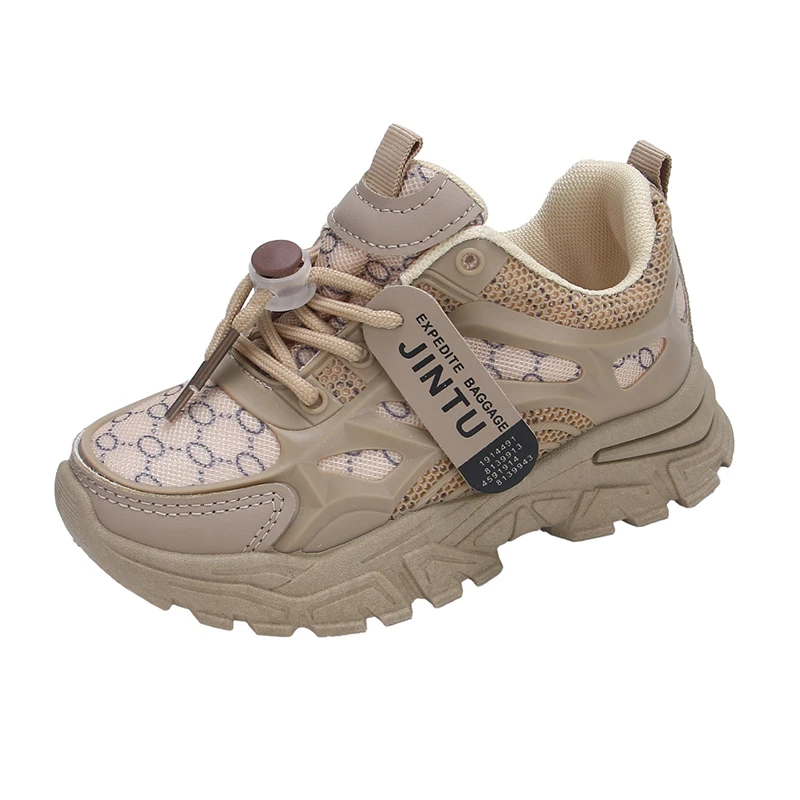 Kids Sports Shoes with Rotating Buttons Students Casual Running Shoes Thick Soft Sole 2025 New Children Sneakers Comfortable