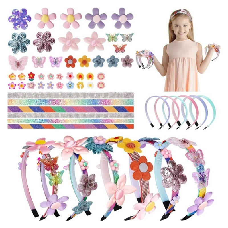 

Girls Flower Headband Making Material Creative DIY Craft Project Kits Little Girls Handmade Jewelry Craft Activity Toy