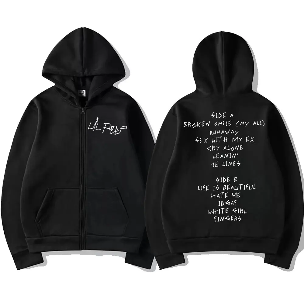 

Rapper Lil Peep Tour Print Zipper Hoodies Men's Women Trend Fashion Zip Up Sweatshirts Hip Hop Vintage Oversized Zip Pullovers