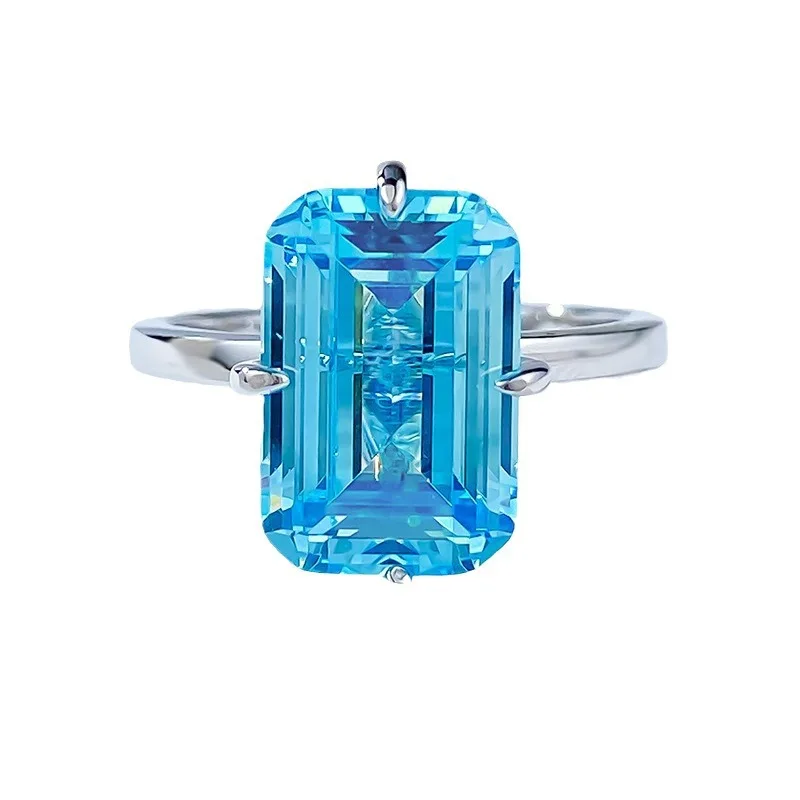 

S925 Серебряное кольцо 8*12 Sea Blue Treasure Ring