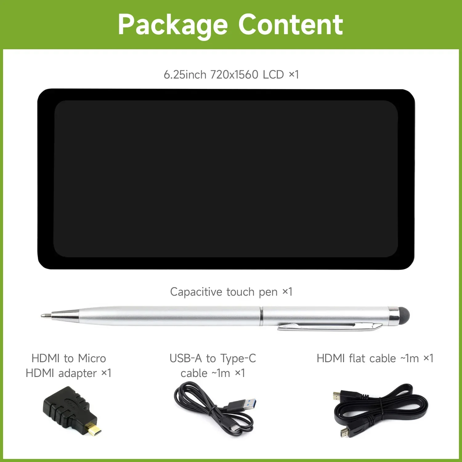Waveshare  ġ ÷, 720  1560,   ȭ  г, HDMI ̽, IPS, 5 Ʈ ġ, 6.25 ġ