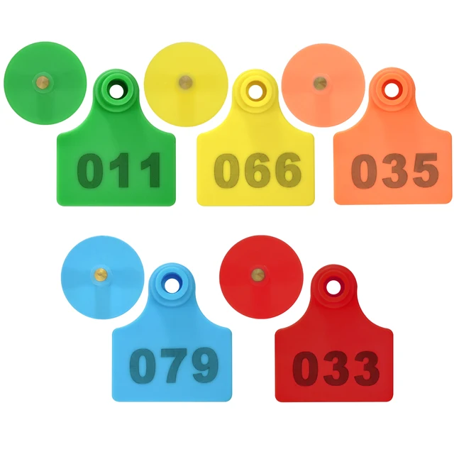 100 Etichette Orecchio Per Bestiame Numerate - TPU Verde Per Pecore, Capre, Maiali - Numeri 001-100