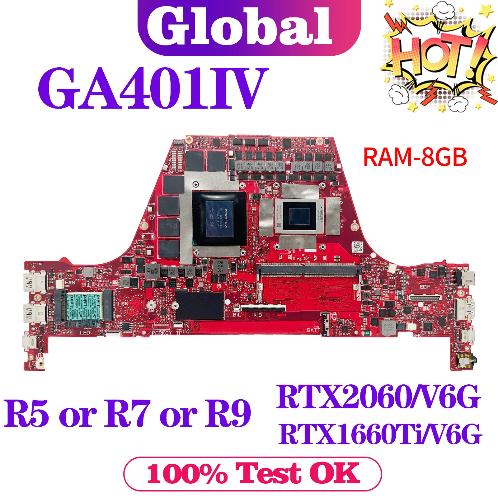 

KEFU GA401I Mainboard For ASUS ROG GA401IV GA401IU GA401II GA401IVC Laptop Motherboard R5 R7 R9 GTX1650Ti RTX1660Ti RTX2060