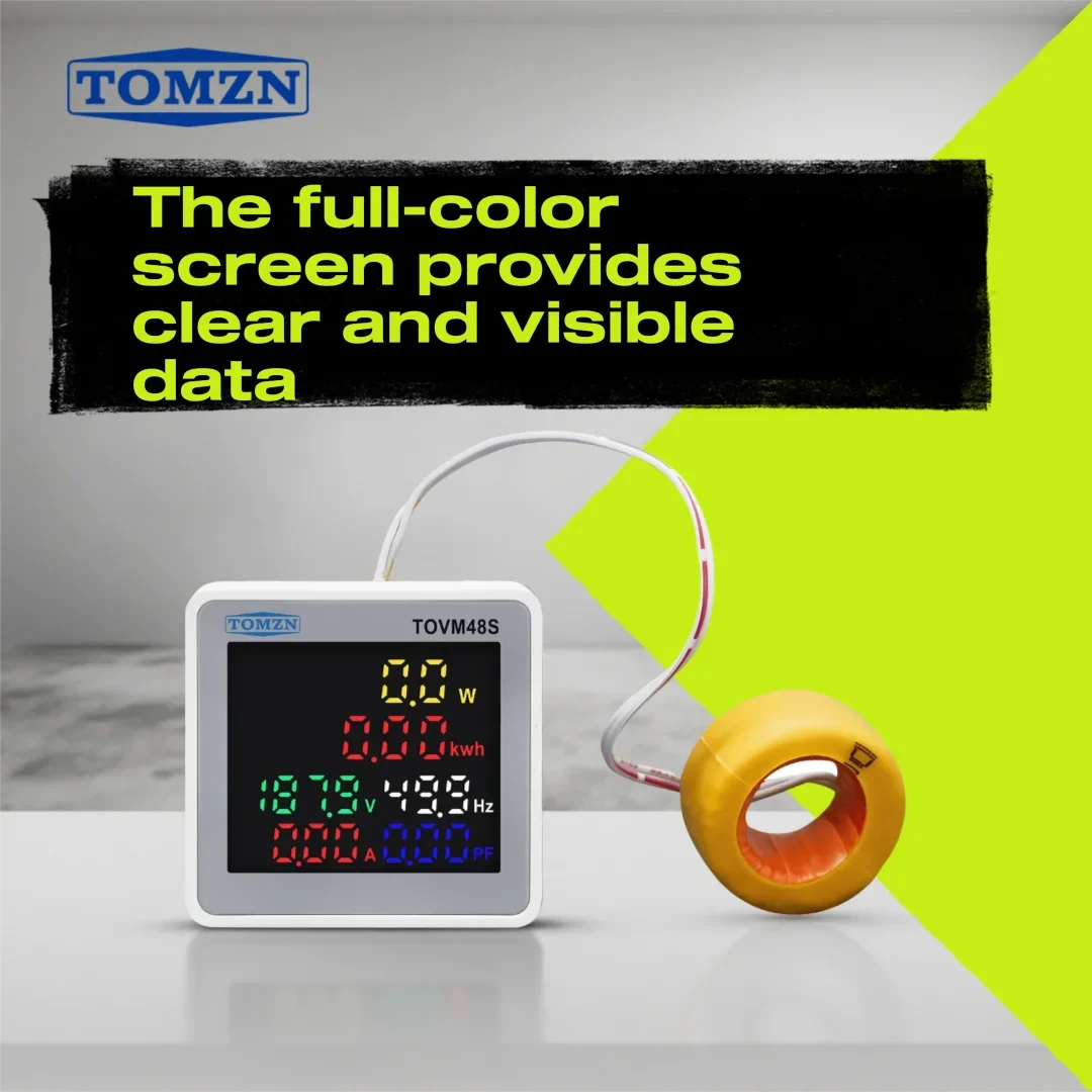 TOMZN 6-in-1 AC 다기능 측정기 50?300V 50/60Hz |   전압, 전류, 주파수, 활동 전력, kWh, 에너지 소비량을 모니터링합니다.