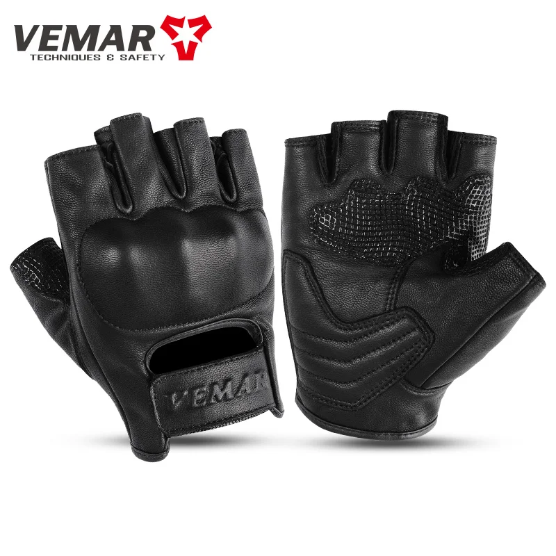 

Summer Half-finger Motorcycle Leather Gloves VE-205 Sheepskin TPR Shell Breathable Motocross Riding Racing Guantes Motociclista