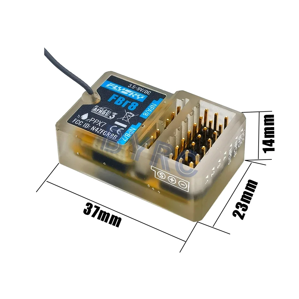 Récepteur Flysky FBr8 AFHDS 3 8 canaux 2.4GHz avec boîtier ouvert et composants internes