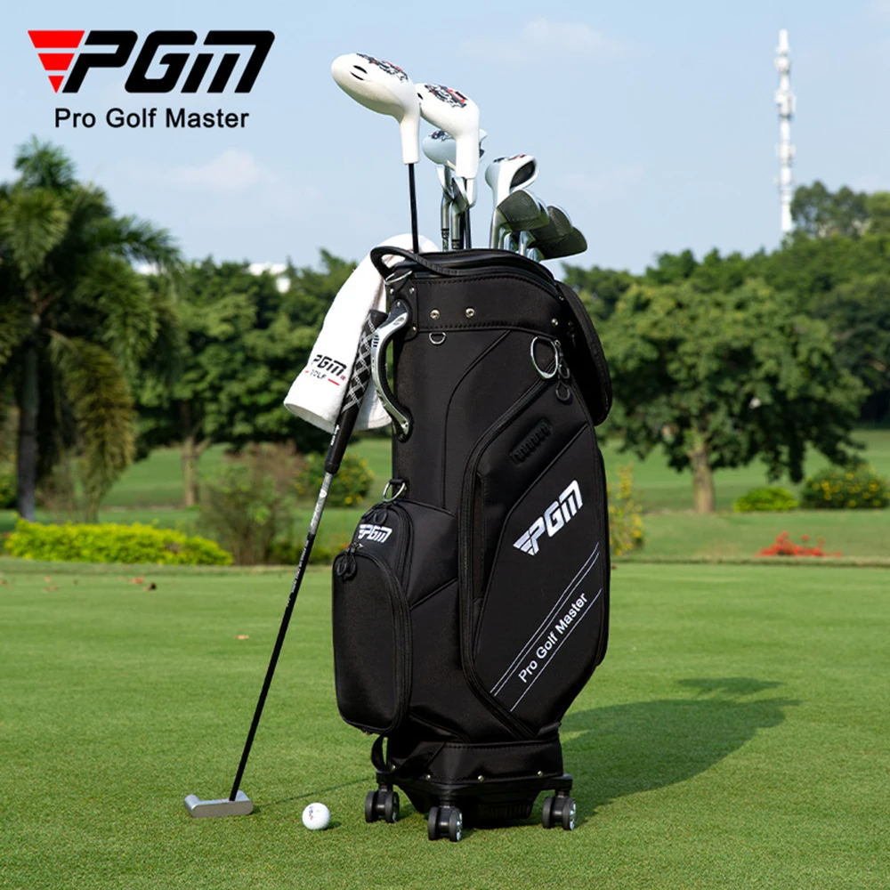 PGM Golf Telescopic Bag,Men and Women Hardshell Ball Bag,Portable Large Capacity Four-wheel Flat Push Golf Bag with Rain Cover 6