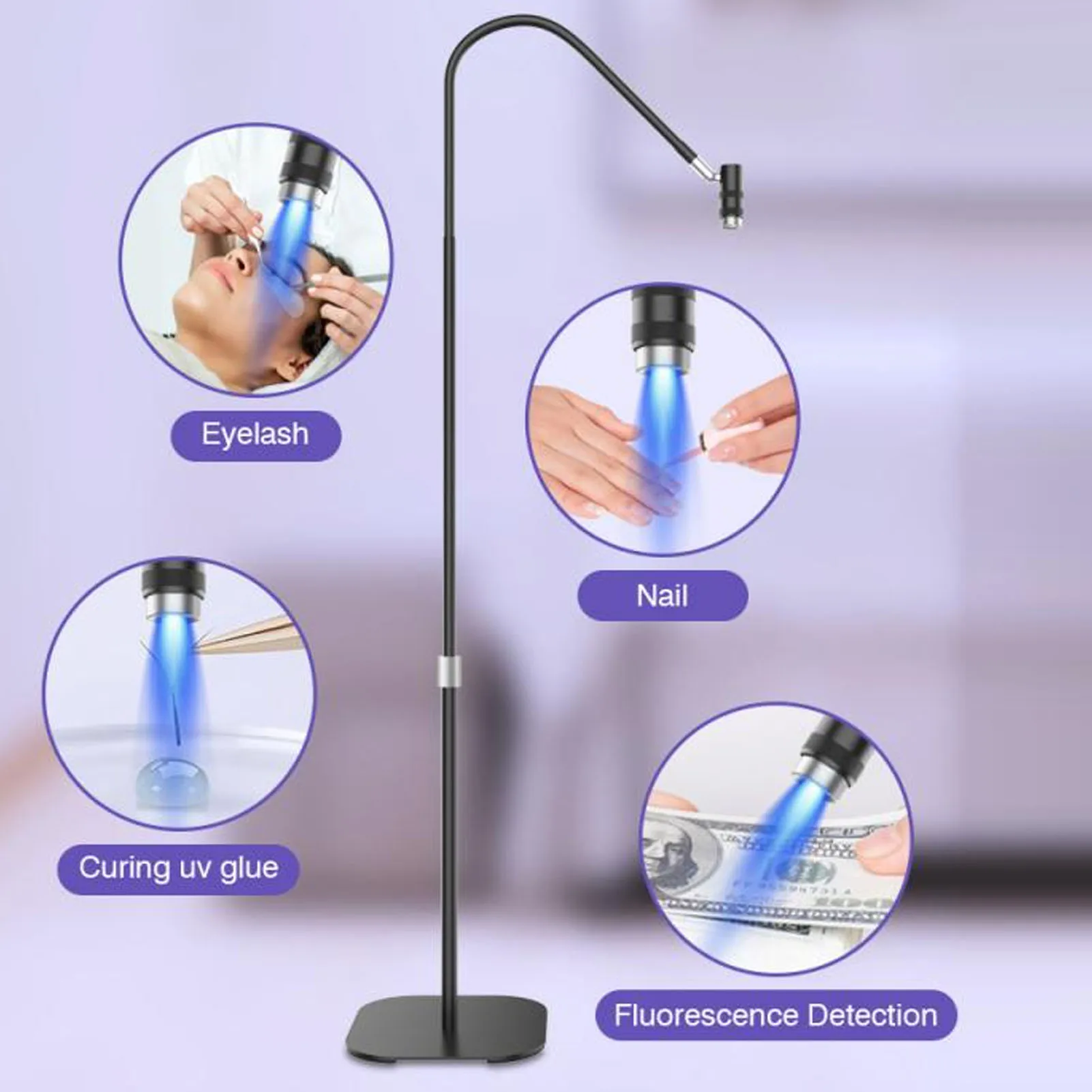 LED Lash Curing Lamp Flexible Gooseneck Foot Pedal Switch Height Adjustment Eyelash Extension Glue Curing Light for Nail Salon 3