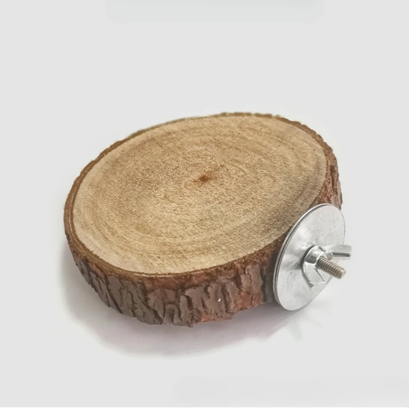 Parrot Bird Perch Parrot Hamster Round Stand Board Pet Bird Parrot Wooden Platform Bracket Toy Hamster Branch Perch Bird Cage Toy Pet Stand Board