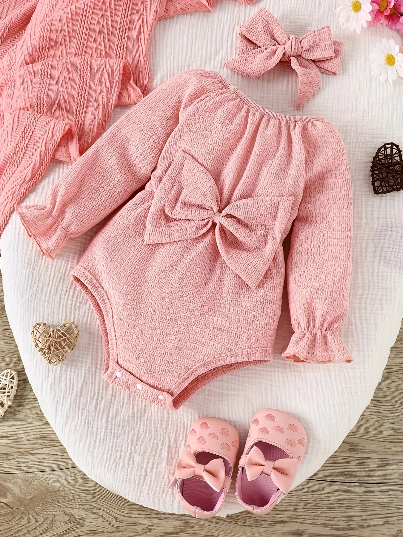 Baby Bow Onesie & Kerchief Set 1